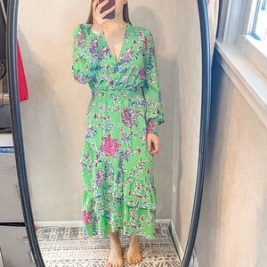 Lilly Pulitzer Cristiana Stretch Midi Dress Green Floral 4